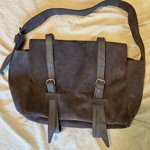 Vintage Black Suede Leather Messengers Bag